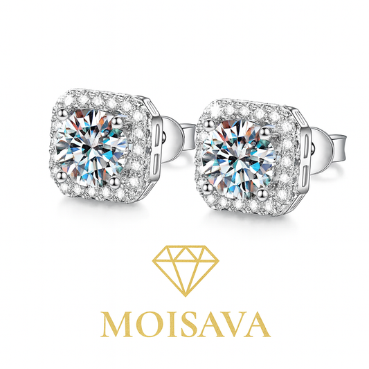 Moissanite Halo Earings